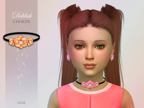 Sims 4 — Delilah Choker Child by Suzue — -New Mesh (Suzue) -12 Swatches -For Female (Child) -HQ Compatible