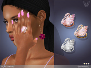 Sims 4 — Swan Ring (middle left finger) by feyona — Swan Ring comes in 3 colors. * Middle left finger * 3 swatches * Base
