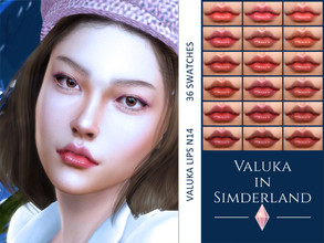 Sims 4 — Valuka - Lips N14 by Valuka — 36 colours. You can find it in lipsticks. Thumbnail for identification. HQ