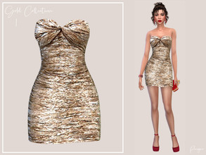 Sims 4 — GoldCollection 1 by Paogae — A simple gold draped sheath dress to shine during the holidays, perfect for New