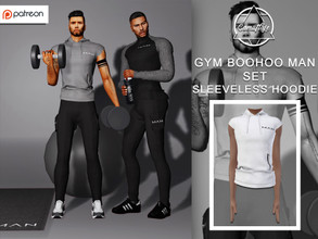 Sims 4 — [PATREON] GYM BOOHOO MAN - Sleeveless Hoodie  by Camuflaje — * New mesh * Compatible with the base game * HQ *