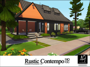 Sims 4 — Rustic Contempo by ALGbuilds — Rustic Contempo is an eco-friendly 2 bedroom, 2 bath home with garage. It has a