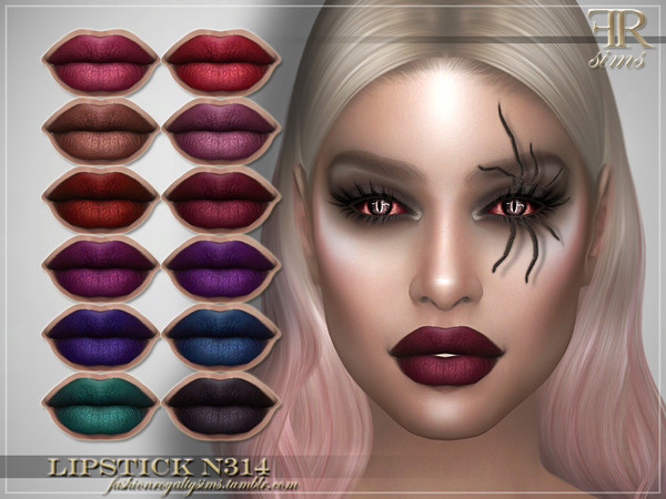 Sims 4 — Lipstick N314 by FashionRoyaltySims — Standalone Custom thumbnail 12 color options HQ texture Compatible with HQ