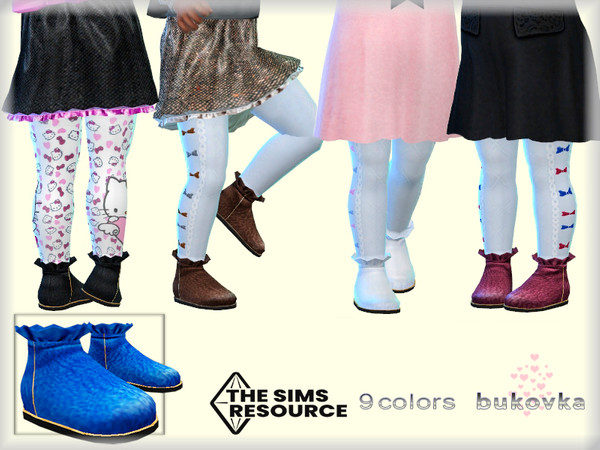 Sims 4 — Ruffled Ankle Boots by bukovka — Boots for girls, toddler. Installed autonomously. The new mesh is mine,