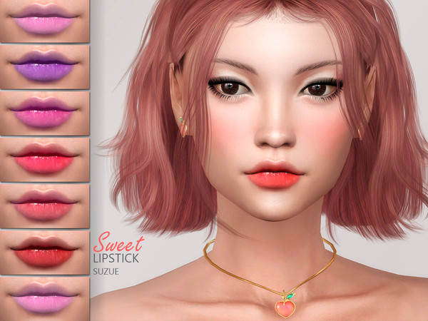 Sims 4 — Sweet Lipstick N29 by Suzue — -15 Swatches -For Female (Teen to Elder) -HQ Compatible