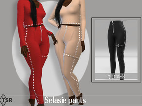 Sims 4 — Selasie studded pants by akaysims — Pants with diamond studs in 15 colors. - HQ compatible 