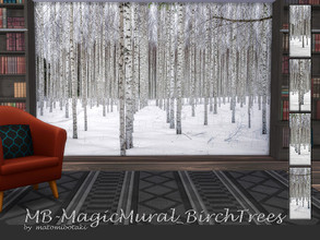 Sims 4 — Magic Mural Birch Trees by matomibotaki — MB-MagicMural_BirchTrees Atmospheric wall mural with a winter birch