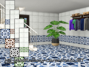 Sims 4 — Neat Hallway Cara Mosaic Set by matomibotaki — MB-NeatHallway-CaraMosaic_SET Elegant tiled wall and floor set