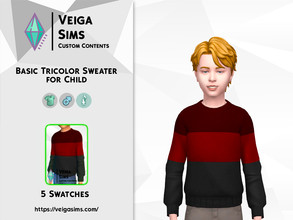 Sims 4 — Basic Tricolor Sweaters by David_Mtv2 — Available in 5 swatches for child only: - red - blue; - brown; - gray; -