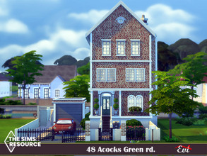 Sims 4 — 48 Acocks green rd._ no CC by evi — An urban house with three floors, 2 bedrooms, a garage and a bbq at the back