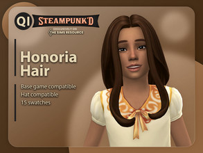 Sims 4 — Steampunked - Honoria Hair by qicc — A long wavy hairstyle with some loose strands. - Maxis Match - Base game