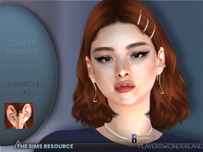 Sims 4 — Scarlet Earrings by PlayersWonderland — A collection of different ear piercings as well as moon-shaped earrings.