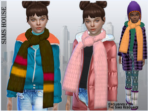 Sims 4 — Children's scarf by Sims_House — Children's scarf 15 options. Children's scarf is long knitted, many color