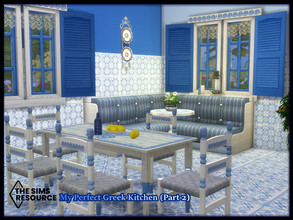 Sims 4 — My Perfect Greek Kitchen (Part 2) by seimar8 — Maxis match dining in a striking Greek blue and white design I