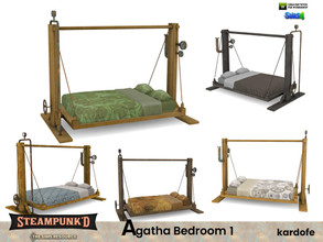 Sims 4 — Steampunked_Agatha Bedroom_Bed by kardofe — Steampunk style double bed, this is hung from a metal contraption,