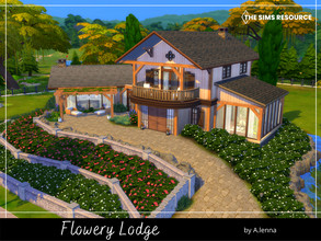 Sims 4 — Flowery Lodge by Alenna2 — Rustic home surrounded by lots of flowers. On the first floor there is an entrance