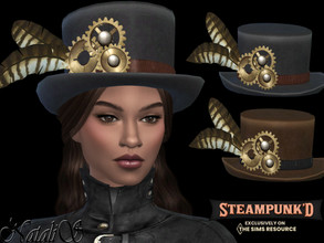 Sims 4 — Steampunked top hat gears by Natalis — Steampunk top hat gears. 6 color options. Female and male teen-elder. HQ