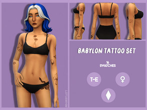 Sims 4 — Babylon Tattoo - Left Arm Placement by lotuswhim — tattoo set - 16 swatches for mix and match and 1 swatch with