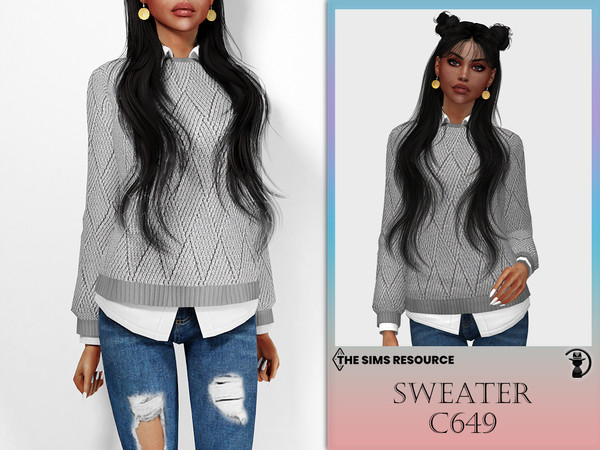 Sims 4 — Sweater C649 by Daph's — 7 Swatches Compatible with HQ mod Works with all of skins Custom Thumbnail All Lods All