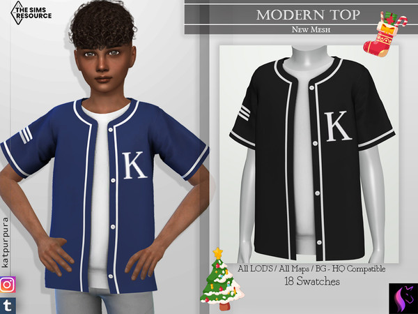 Sims 4 — Modern Top by KaTPurpura — Large shirt for boys sporty style, with a matching shirt underneath.