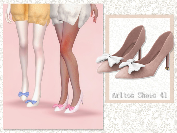 Sims 4 — High heels with bow / 41 by Arltos — 13 colors. HQ compatible.