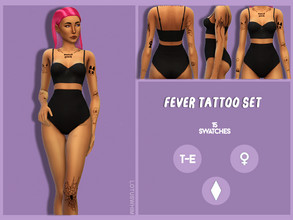 Sims 4 — Fever Tattoo - Left Leg Placement by lotuswhim — tattoo set - 15 swatches for mix and match and 1 swatch with