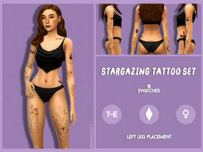 Sims 4 — Stargazing Tattoo - Left Leg Placement by lotuswhim — tattoo set - 18 swatches for mix and match and 1 swatch