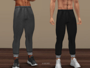 Sims 4 — Kiril - Men's Sweatpants by CherryBerrySim — Comfy cotton athletic wear sweatpants with geometric detail design