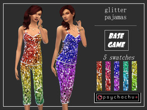 Sims 4 — Glitter Pajamas (NY 2021) by Psychachu — (5 swatches) - Sparkly, glittery, new years pajamas in 5 assortments of