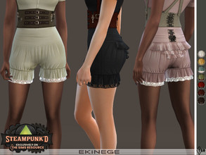 Sims 4 — Steampunked - Shorts by ekinege — The back has three layers of ruffles and lace hem trim with a corset waist. 10