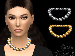 Sims 4 — Large metal balls necklace by Natalis — Large metal balls necklace. 5 color options. Female teen-elder. HQ mod
