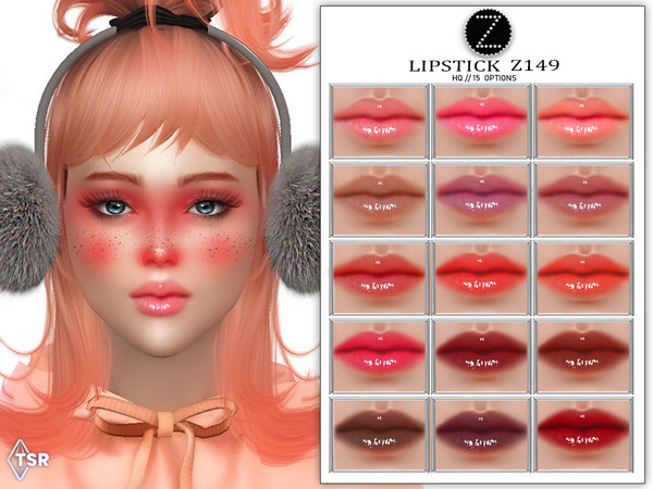 Sims 4 — LIPSTICK Z149 by ZENX — -Base Game -All Age -For Female -15 colors -Works with all of skins -Compatible with HQ