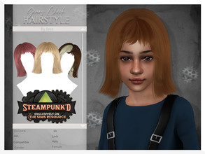 Sims 4 — Steampunked- Gear Check (Child Hairstyle) by JavaSims — -Female -T/YA/A/E -44 Colors -New Mesh! -Hat Compatible!