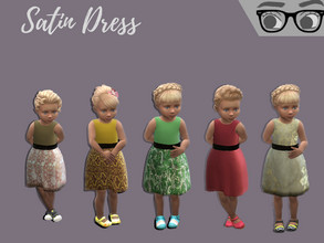 Sims 4 — Summer Satin Dress by Balkanika — EA mesh edit Custom Normal Map 5 color variations Satin Dress for Toddlers