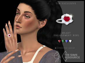 Sims 4 — Heart Engagement Ring by Glitterberryfly — A gorgeous diamond and ruby heart engagement ring. 