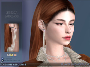 Sims 4 — Jessica Earrings R by PlayersWonderland — Statement earrings with pearls and a metal extra which goes around the