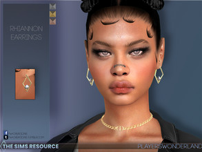 Sims 4 — Rhiannon Earrings by PlayersWonderland — A pair of plumbob shaped earrings with a single pearl on the bottom.