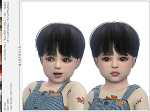 Sims 4 — Butter Hair for Toddler by magpiesan — Straight bowl haircut in 40 colors for toddlers. HQ compatible and hat
