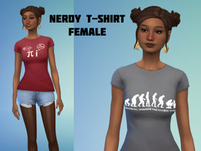 Sims 4 — Nerdy T-shirt - Female by BunnyMakesCC — A cute nerdy t-shirt for your female sim. Features 4 designs in 4