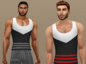 Sims 4 — Mingyu - Men's Tank Top by CherryBerrySim — Korean streetwear inspired three-color tank top with stripes for