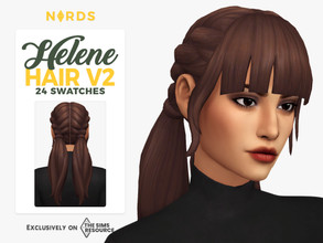 Sims 4 — Helene Hair V2 by Nords — Sul sul, this is a cute hairstyle, with bangs and two braids that end in pigtails,