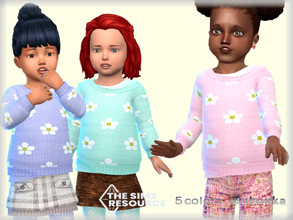 Sims 4 — Camomile Sweater  by bukovka — Sweater for girls toddler. Installed autonomously, 5 color options. Requires