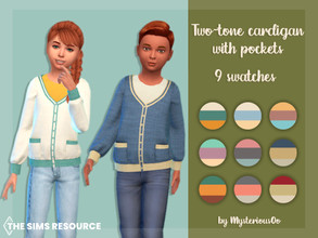 Sims 4 — Two-tone cardigan with pockets by MysteriousOo — Two-tone cardigan with pockets for kids in 9 colors 9 Swatches;