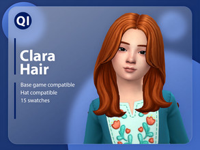 Sims 4 — Clara Hair by qicc — A long wavy hairstyle with curtain bangs. - Maxis Match - Base game compatible - Hat