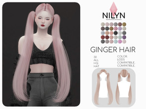 Sims 4 — GINGER HAIR - NEW MESH by Nilyn — Mesh by Nilyn. 30 Swatches. All LOD Compatible. HQ Compatible. HAT Compatible.