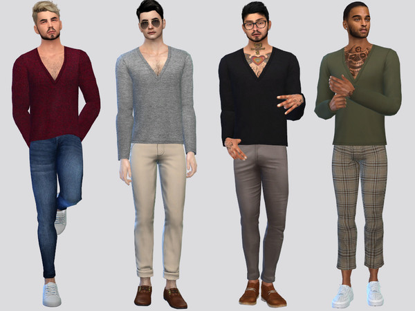 Sims 4 — Basic V-Neck Longsleeve by McLayneSims — TSR EXCLUSIVE Standalone item 10 Swatches MESH by Me NO RECOLORING