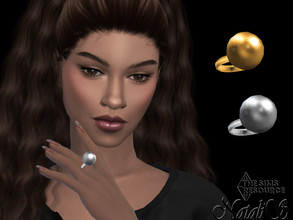 Sims 4 — Large single ball ring. by Natalis — Large single ball ring. 2 color options. Female teen-elder. HQ mod
