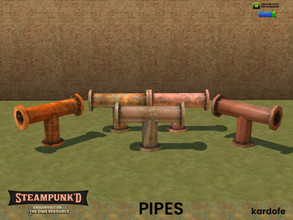 Sims 4 — Steampunked_Pipes 2 by kardofe — T-shaped metal tubing in five colour options