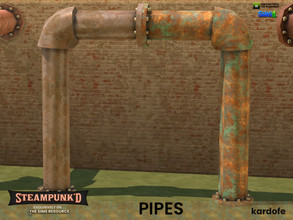Sims 4 — Steampunked_Pipes 4 by kardofe — Curved metal pipe, high, in five colour options