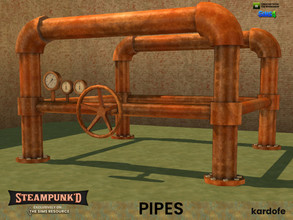 Sims 4 — Steampunked_Pipes 7 by kardofe — Metal structure consisting of piping, meter dials and handwheel, in five colour
